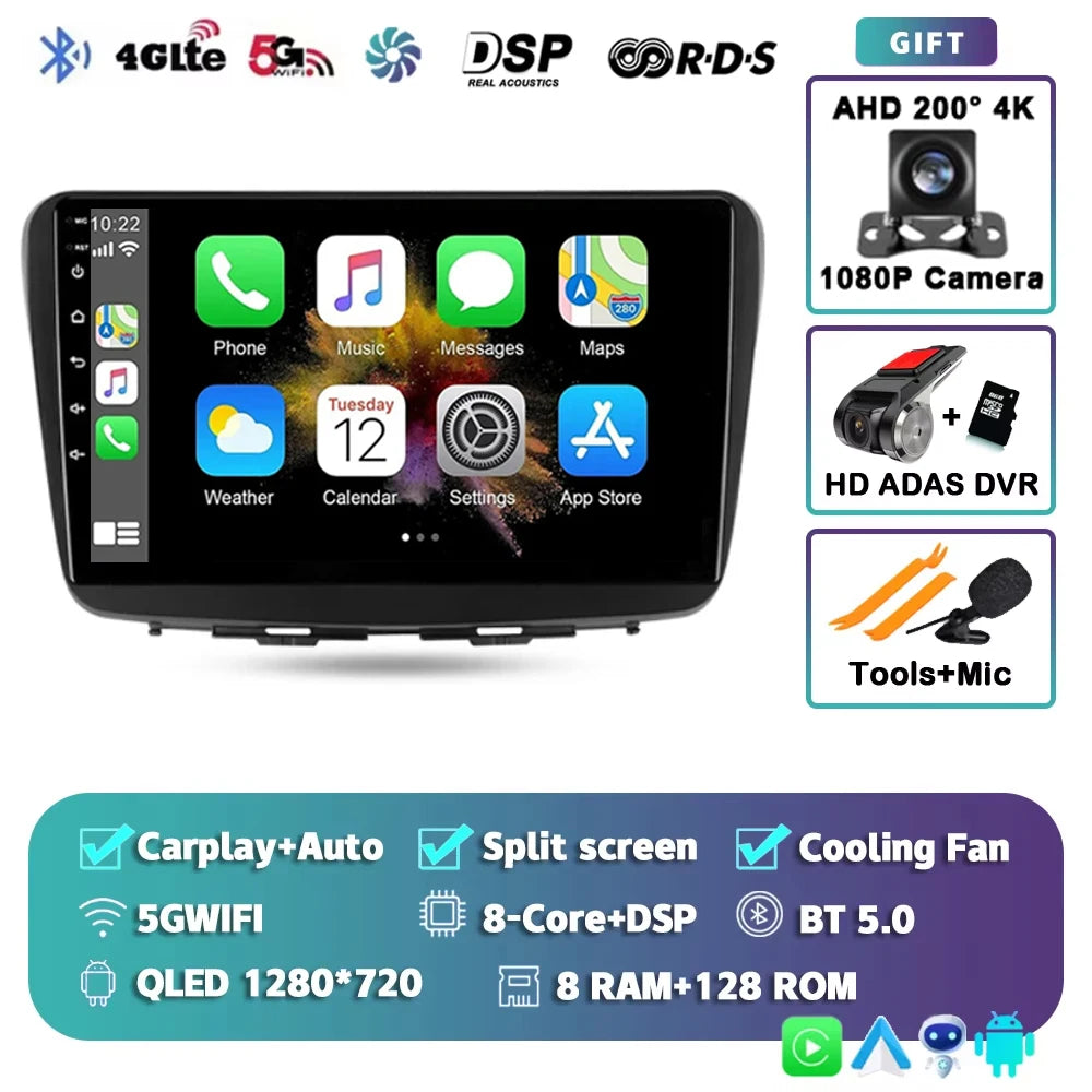 For Suzuki Baleno 2 2015 - 2022 2K 12+256 QLED Android 15 CarPlay Car Radio Multimedia Video Player GPS stereo Head Unit 4G WIFI