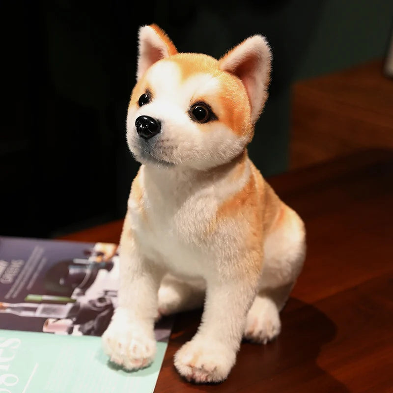 Lifelike Akita Dog Stuffed Animal Plush Toy Cute Simulation Puppy Shiba Inu Fluffy Appease Baby Doll Birthday Gifts For Children