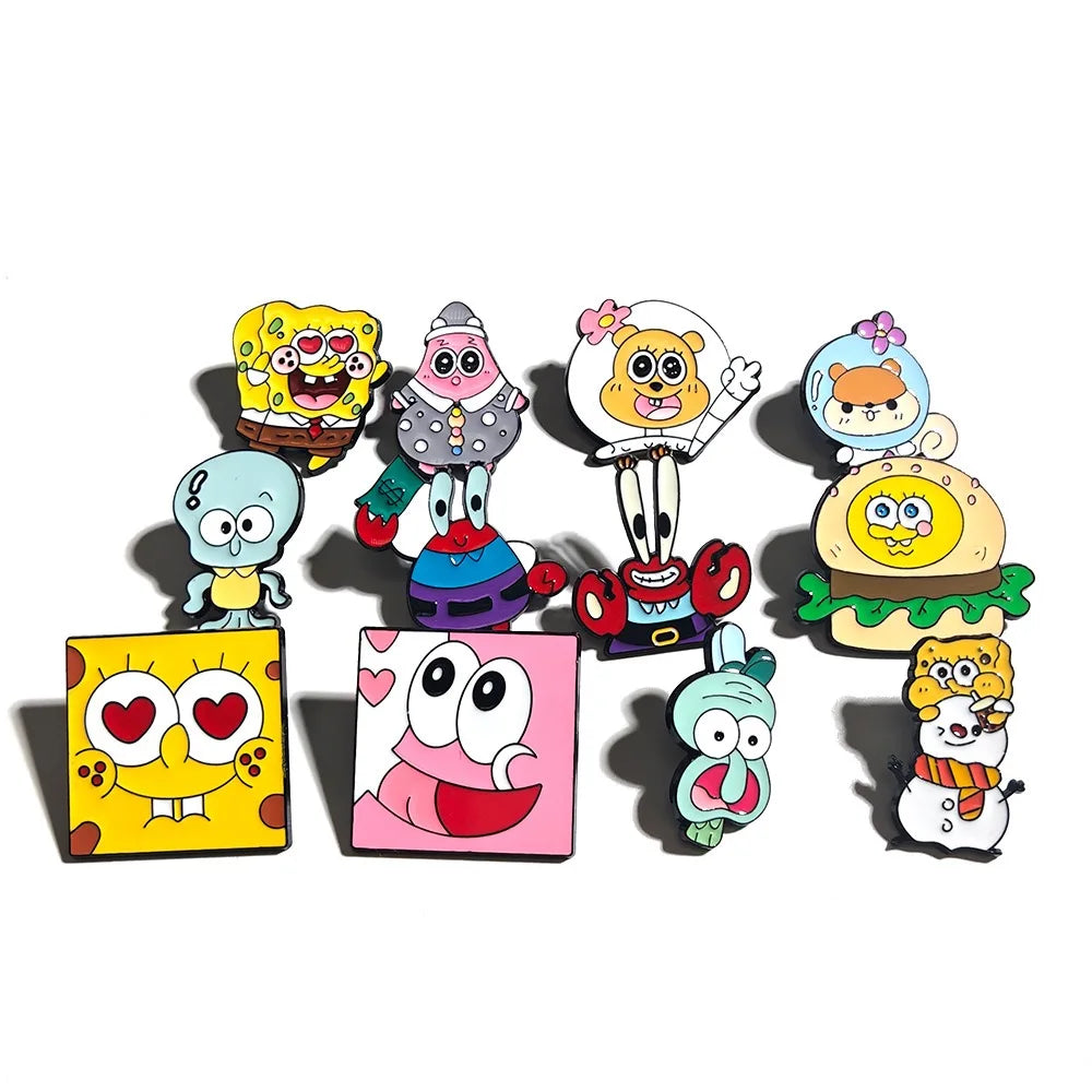 12 PCS Cartoon Anime Enamel Pins Set Funny Animation Good Friend Metal Brooch Badges Jewellery Accessories for Gifts
