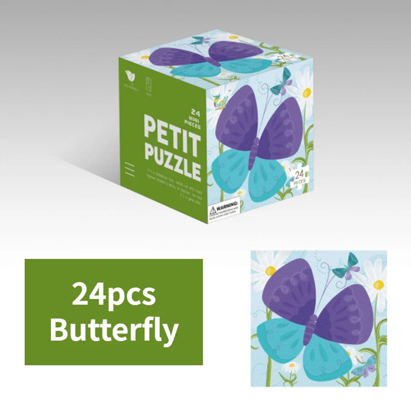 Mini 24 Pieces Kids Paper Puzzle Children Petit Puzzle Early Education Toys Intellectual Toy 3 Years Old English Packaging