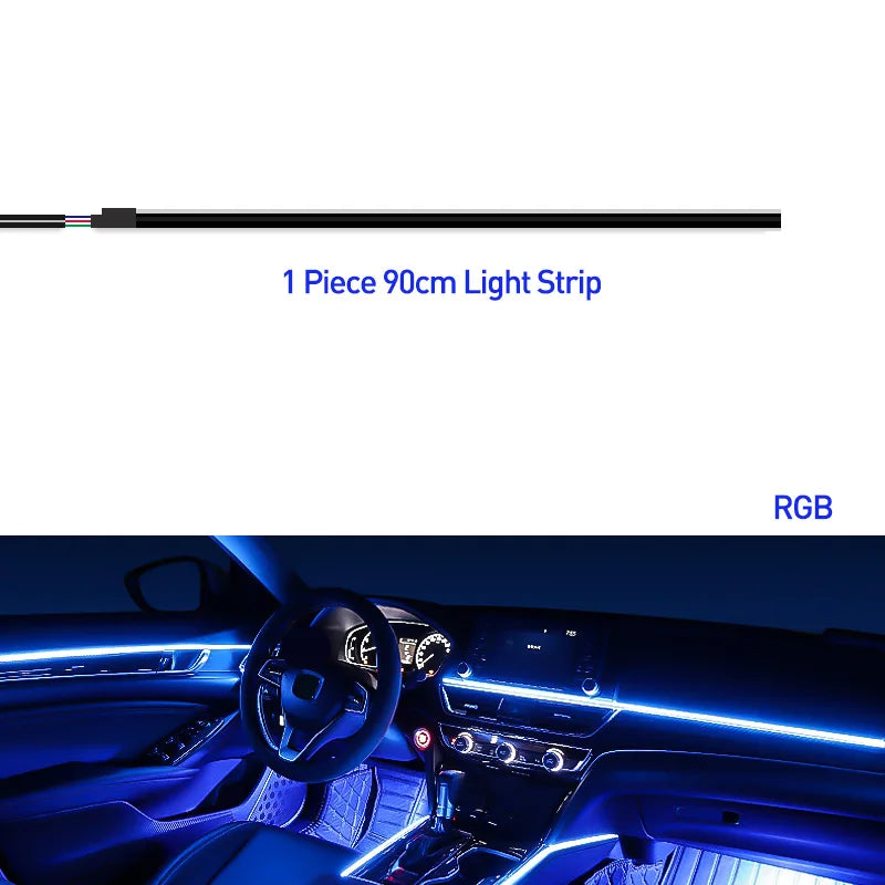 18 in 1 Car Ambient Light 64 Color Acrylic Strips 110cm 90cm 75cm 35cm 20cm Full Colors RGB Car Interior Bluetooth App Control