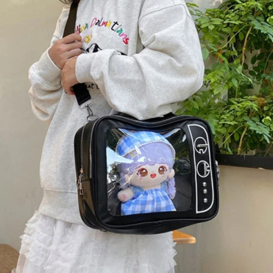 Kawaii TV Shape Design Ita Bag Japanese Girls Crossbody Bag Trend Transparent Pocket Harajuku Shoulder Bag Fashion Backpacks