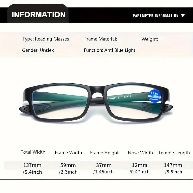 6 Pairs of Men's Elegant Anti Blue Reading Glasses Suitable for Digital Screens and Outdoor Use, Computer Goggles