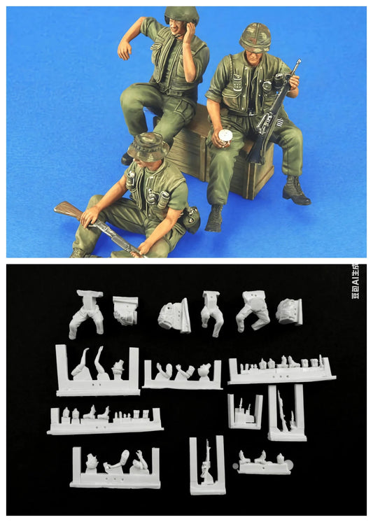 1:35 Casting Resin Model Assembly Kit, GK， Vietnam War American Tank Crew Resin Soldier, Unpainted
