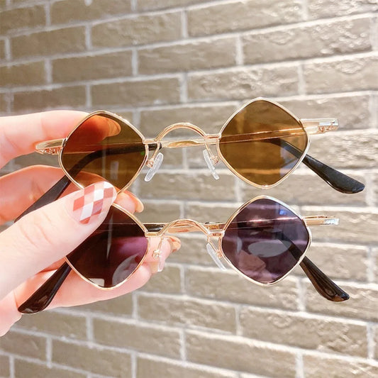 2pcs Children's Sunglasses Boys and Girls Retro Metal Square Frame Prince Glasses Baby Fashion All-Match Catwalk Show Sunglasses