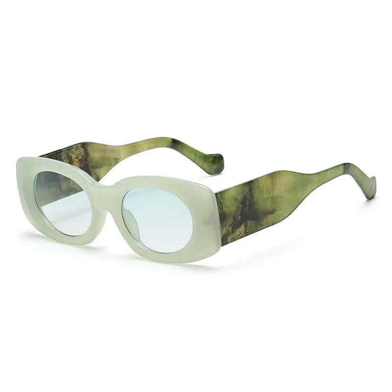 JNPCXI New Ins Popular Fashion Oval Women Jelly Color Sunglasses Retro Gradient Shades UV400 Men Wide Legs Sun Glasses