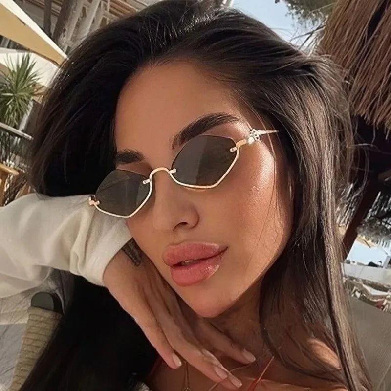 European and American Semi-Framed Retro Rhombus Sunglasses Punk Style Slim-Face Slimming Men's and Women's Shades