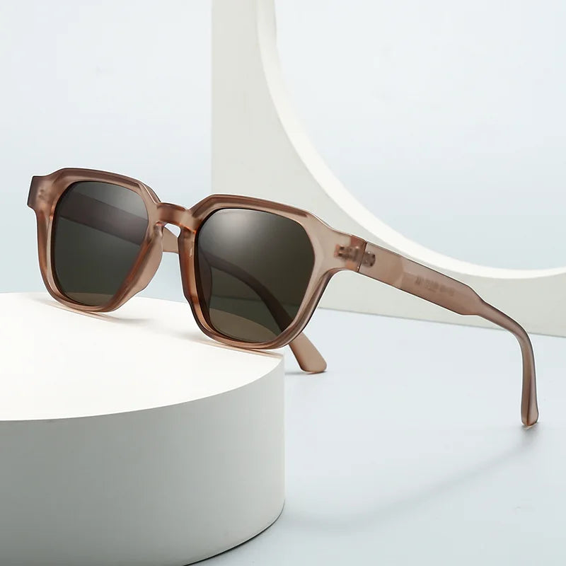 JNPCXI New Ins Popular Fashion Women Square Sunglasses Shades UV400 Retro Tea Tea Men Trending Sun Glasses