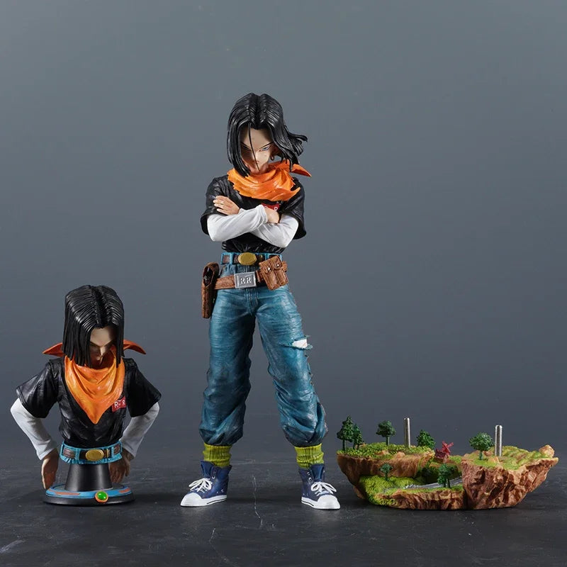 11.4" Dragon Ball Z Anime Black Pearl Android 17 PVC Model Statue Collection