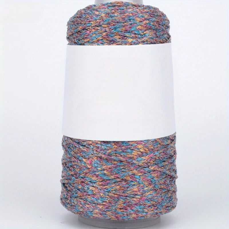 Mixed Color Shiny Yarn Skein, Polyester Crochet Thread for DIY Hand Knitting, Handmade Bags, Hats, Holiday Gifts Dolls Crafting