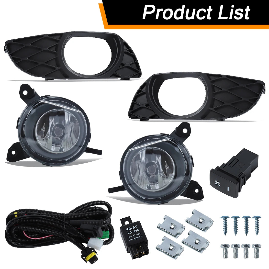 For Toyota Yaris VITZ 2003 2004 2005 2006 Fog Lamps LED Halogen Car Front Bumper Foglights with Frame Covers Wires Relay 12V