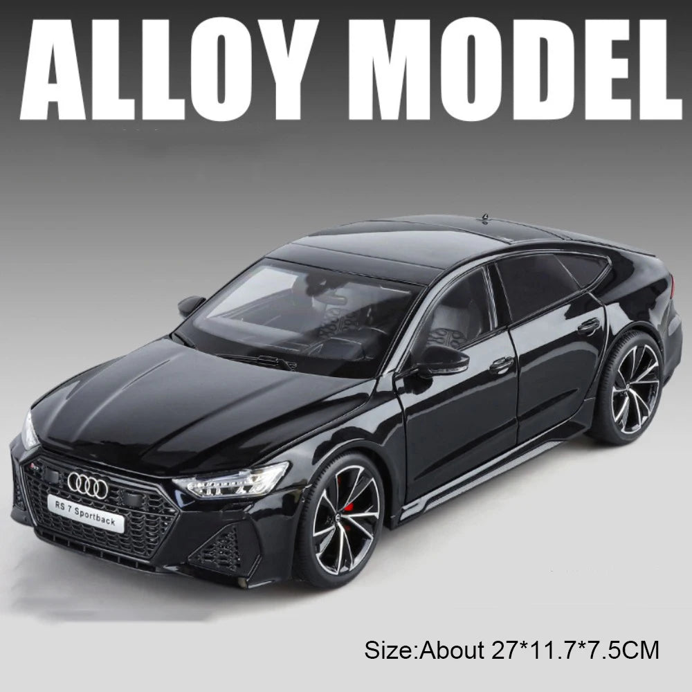 Large 1:18 RS7 A6L Alloy Diecast Model Car Toys 6 Doors Opened with Sound Light Front Wheel Steering Vehices for Boy Adult Gifts