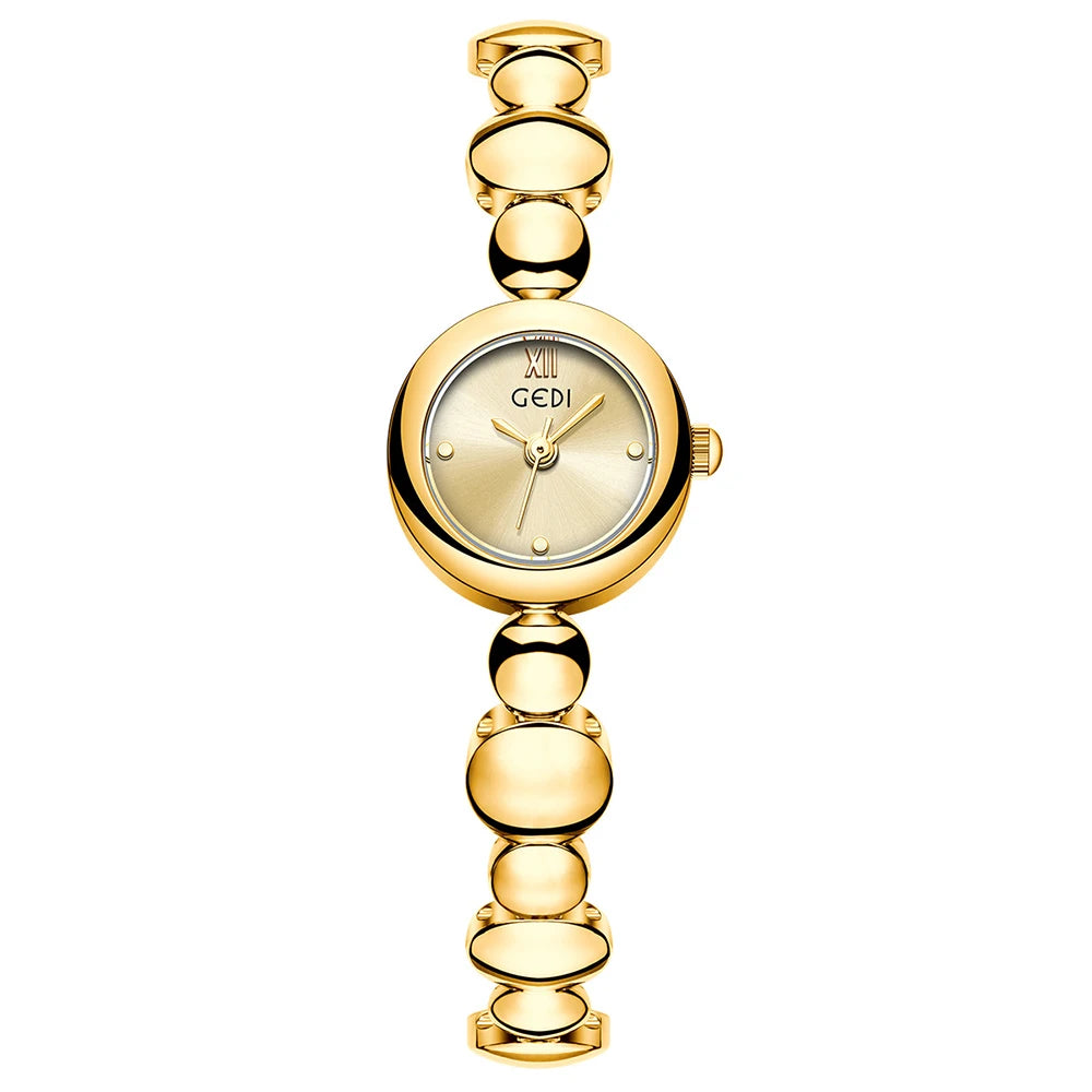 GEDI Gold Watch for Women Fashion Luxury Quartz Vintage Woman Watches Elegant Casual Waterproof Dress Watch Gifts