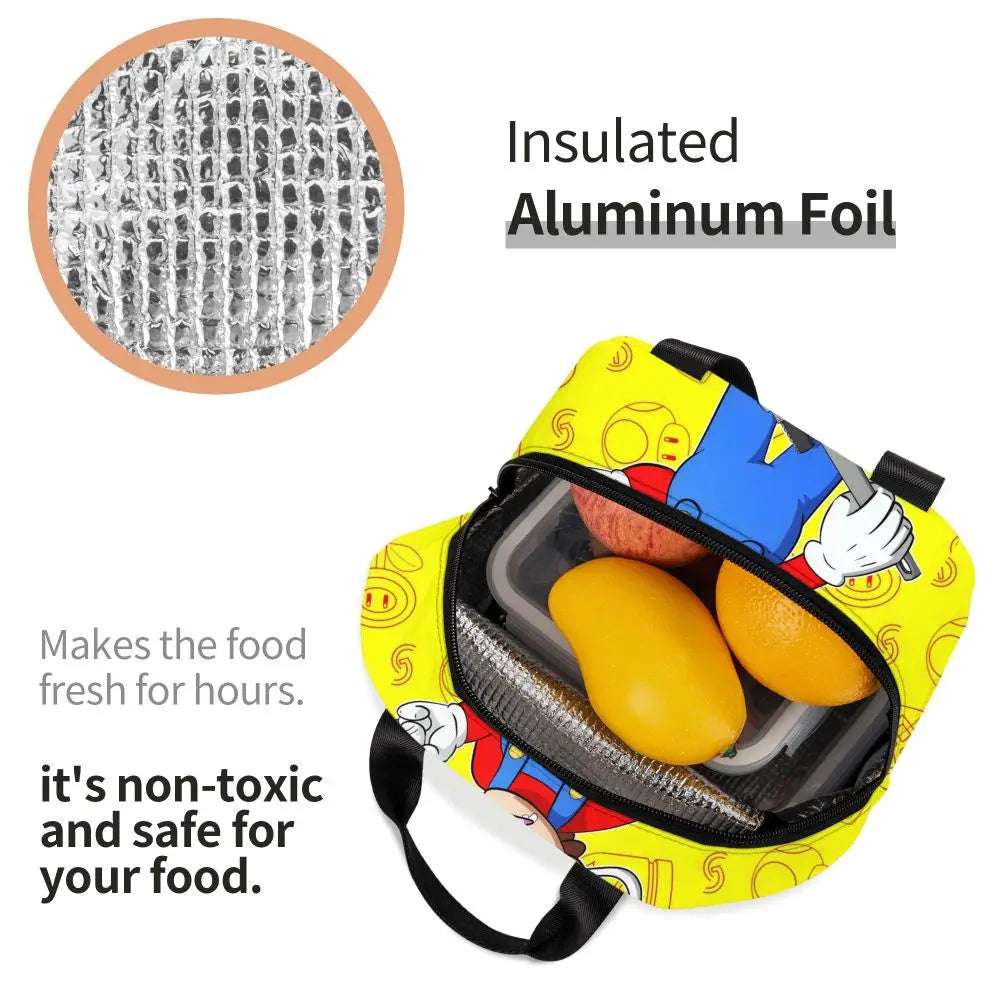 Custom Mario SuperBros Insulated Lunch Bag Reusable Thermal Cooler Lunch Box M19