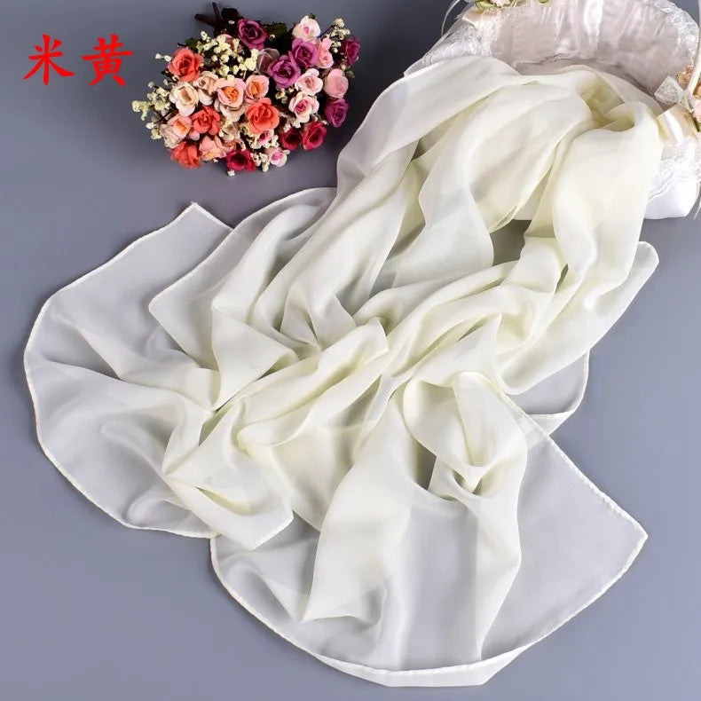 New Fashion Temperament Pure Monochrome Women's Long Chiffon Scarves Wholesale Yiwu Plain Pure Color Small Scarves