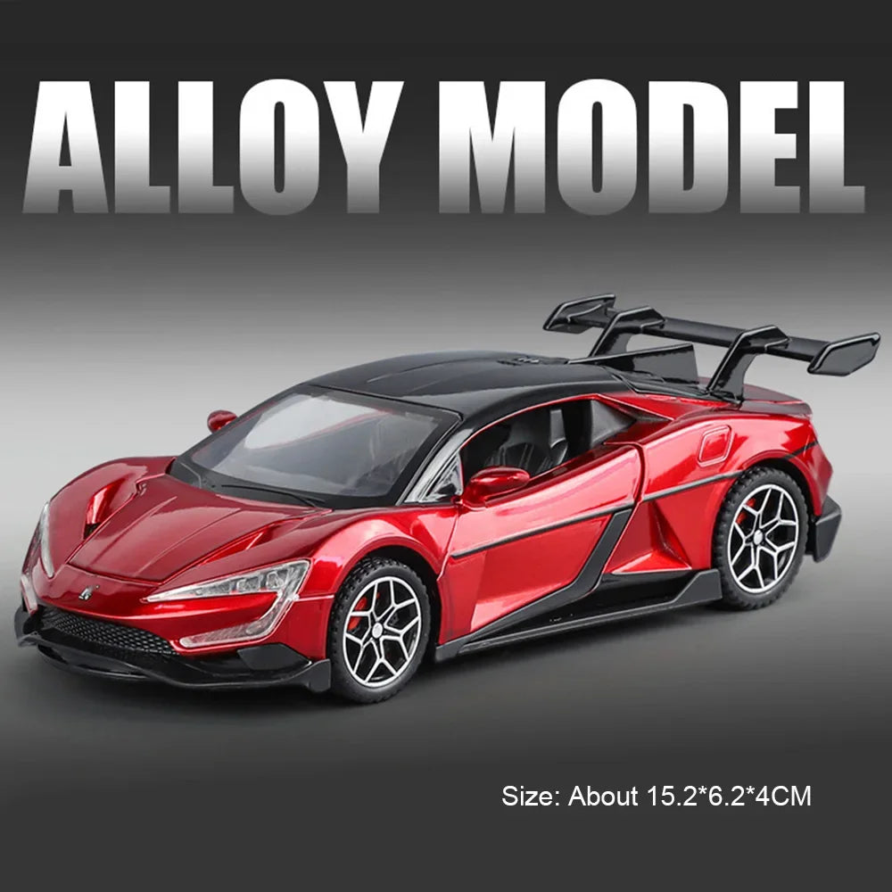 1:32 Eldorado BYD U9 Alloy Sports Car Model Ornament Toy Sound Light Pull Back Doors Opened Miniature Vehcie Boy Collection Gift