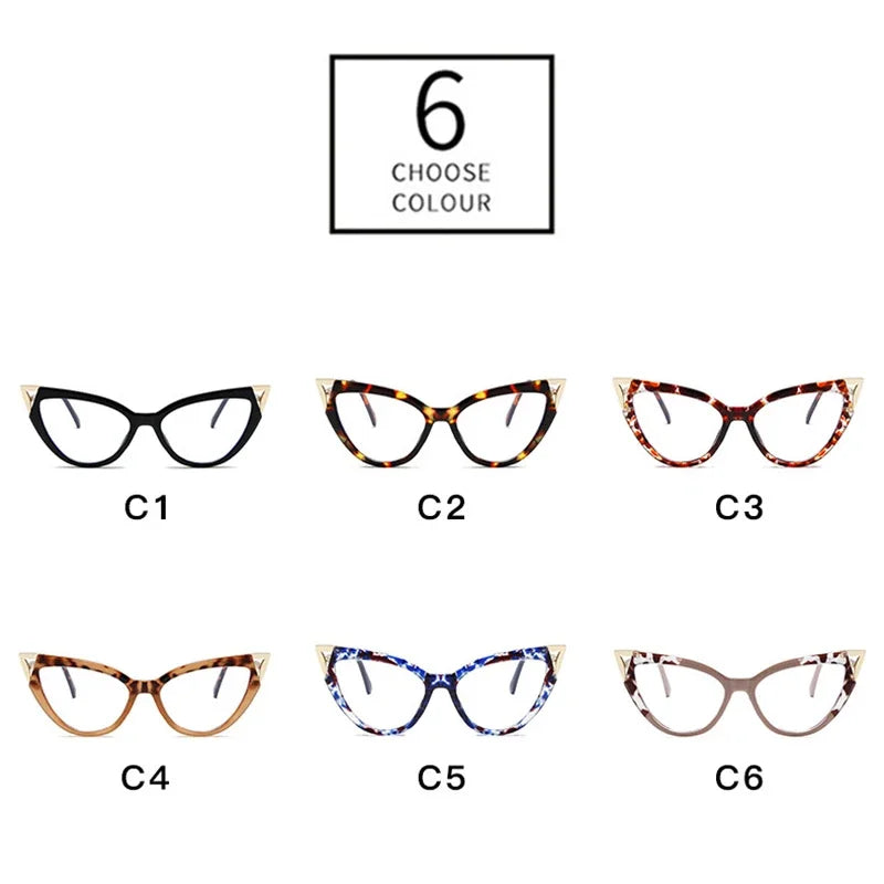 JNPCXI New Fashion Cat Eye Women Glasses Frame Clear Anti Blue Light Optical Leopard Eyewear