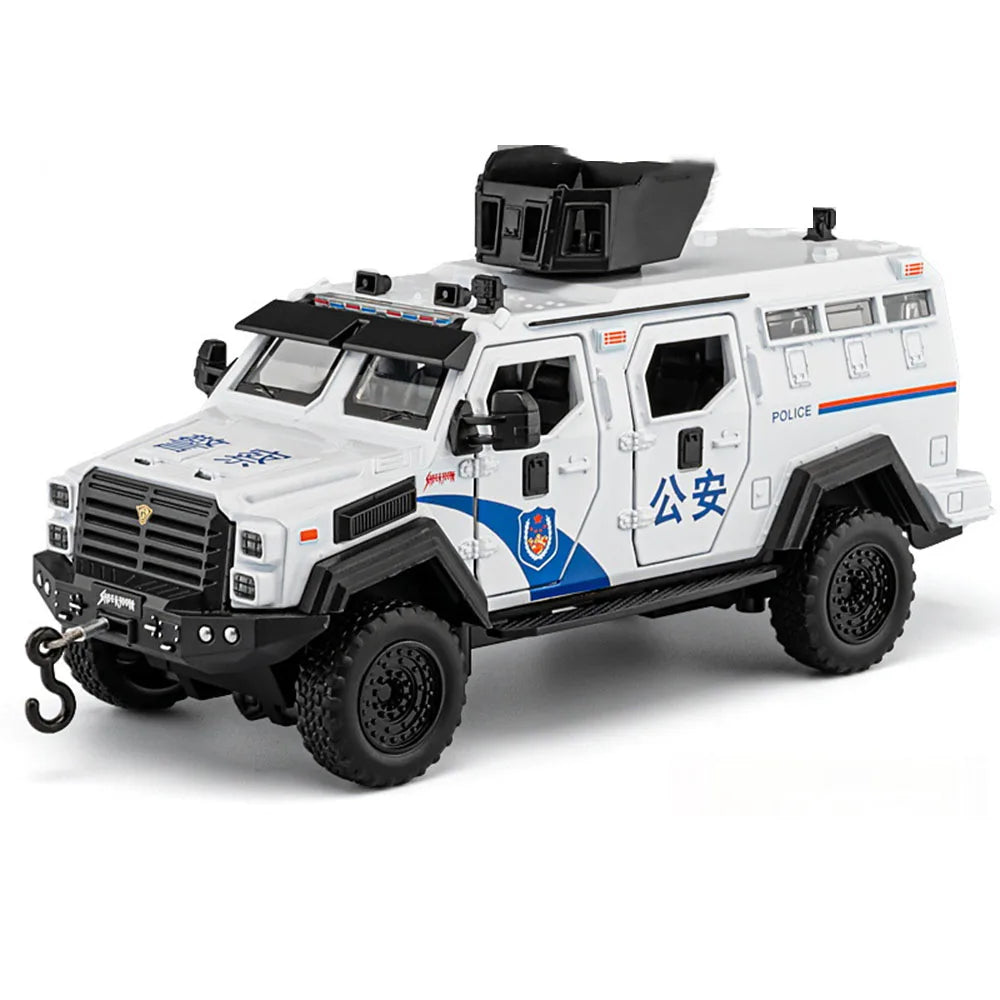 1:32 Conqueror Sabertooth Car Model Diecast Alloy Toy Doors Opened with Sound Light Pull Back Armored Vehicle Child Fashion Gift