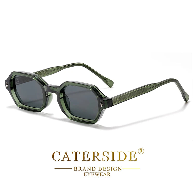 CATERSIDE Fashion Polygon Sunglasses Men Small Frame Gradient Lens Sun Glasses for Summer Beach Party Ideal Choice for Gifts