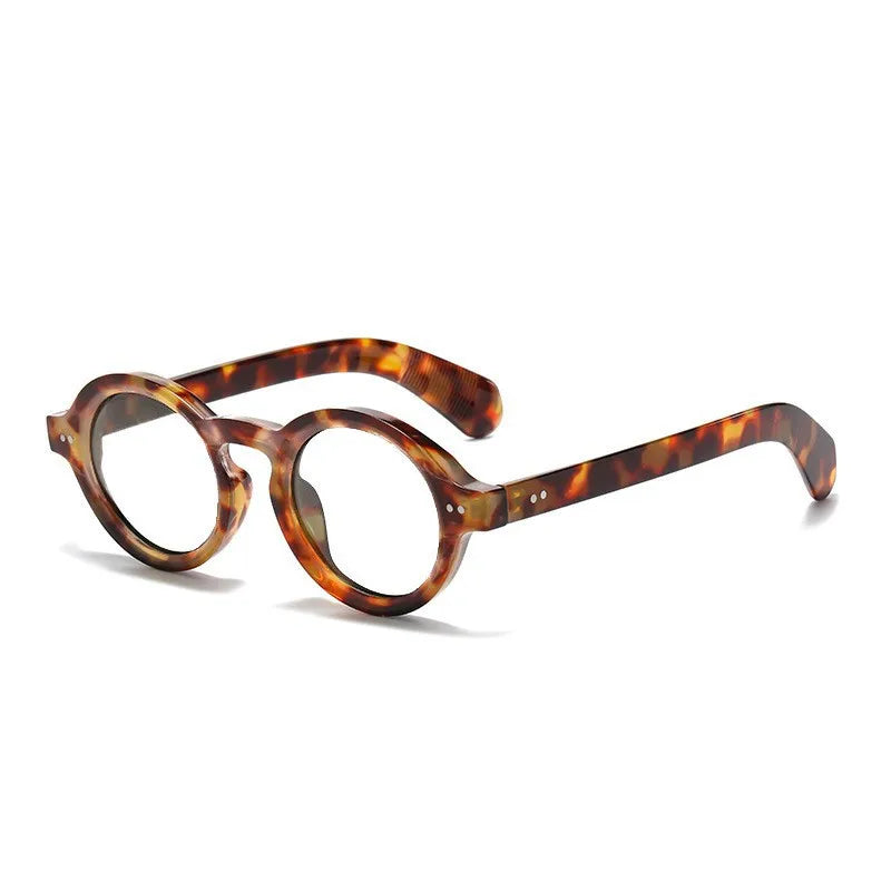 JNPCXI Retro Round Women Polarized Sunglasses Fashion Rivets Decoration Men Punk Shades UV400 Leopard Sun Glasses