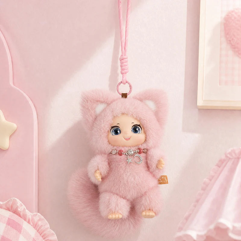 19cm New Cute Family Fox Plush Pendant Kawaii Animals Vinyl Face Plush Toy Premium Doll Enthusiasts Kids Hang Bag Decor