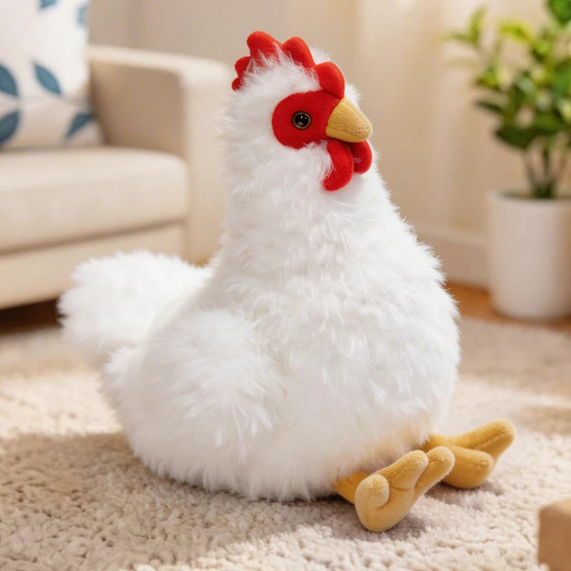 Chubby Rooster Hen Black-bone Chicken Fluffy Simulation Animal Poultry Stuffed Soft Lifelike Huggable Pillow