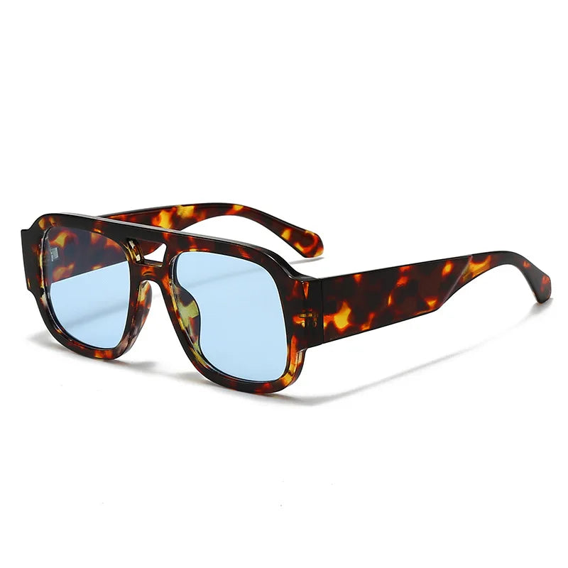 JNPCXI Fashion Women Double Bridges Square Sunglasses Candy Color Retro Wide Legs Men Sun Glasses Shades UV400