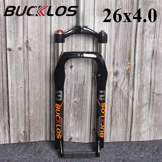 BUCKLOS 26X4.0 Fat Bike Suspension Fork Disc Brake Snow Fork Oil Spring Mountain Bike Forks 9mm Quick Release Bicycle Parts