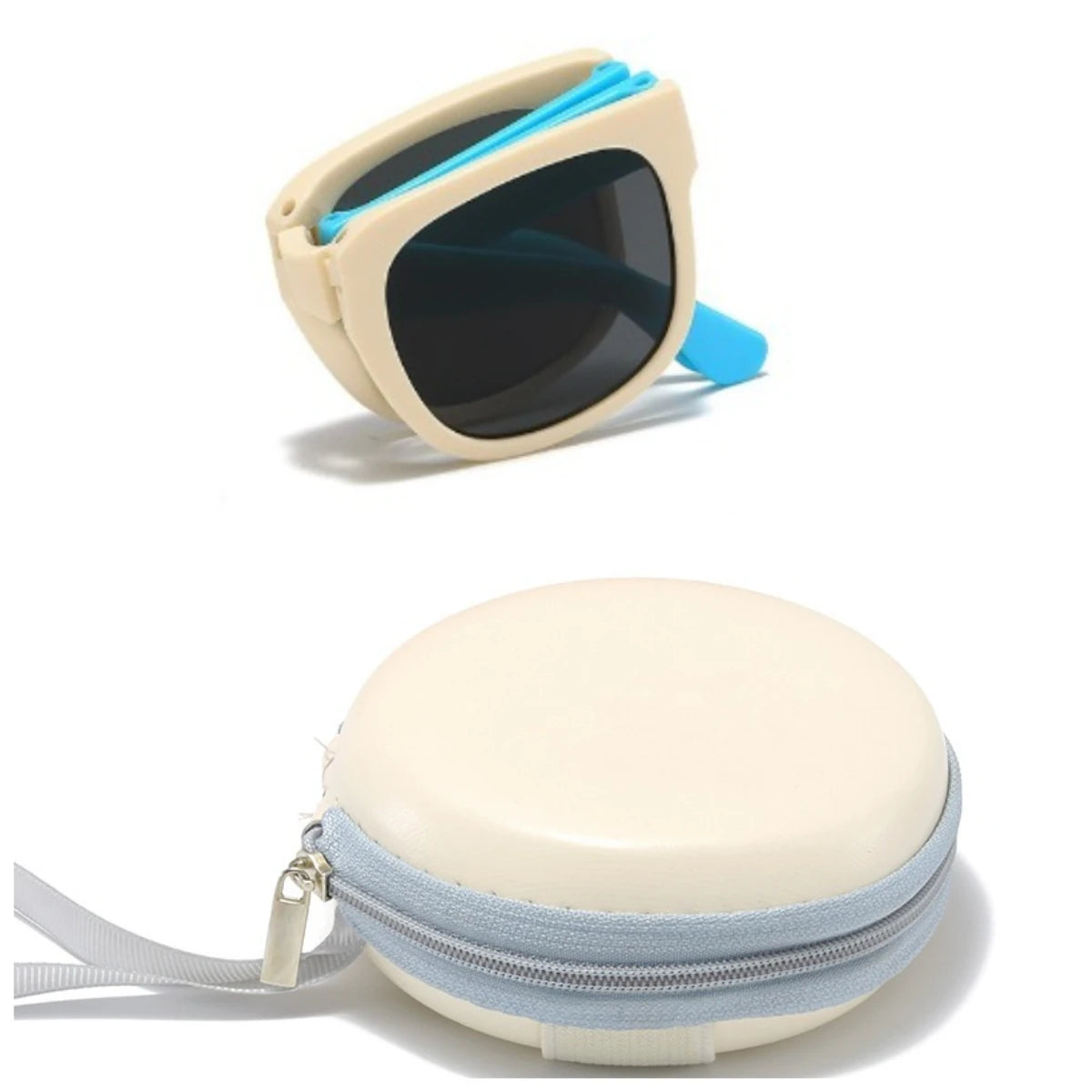 2PCS Candy Color  Sunglasses for Kids Folding Large Frame Sunglasses Children's Folding Glasses with Case