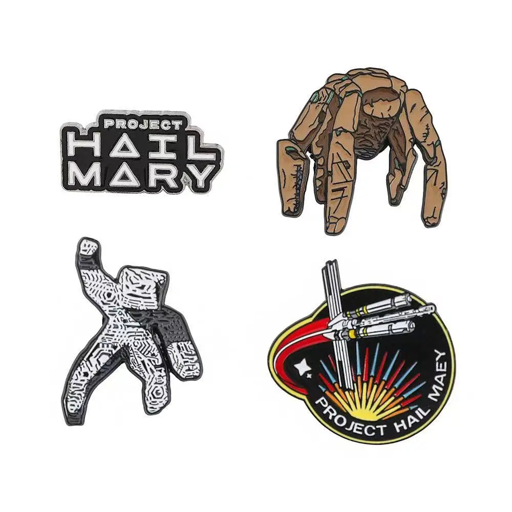4psc Sci-Fi Enamel Brooch Set 'Rescue Plan' Inspired Collectible Badge For Backpack Small Gift
