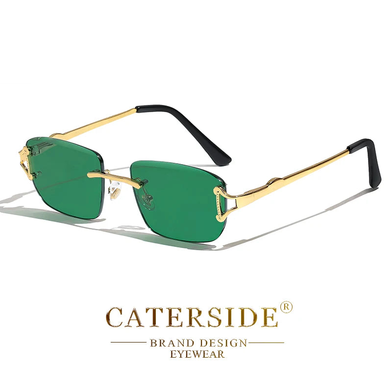 CATERSIDE New Retro Rimless Sunglasses Men's Rectangular Personalized Brand Design Sun Glasses Women Party Festival Eyewear Gift