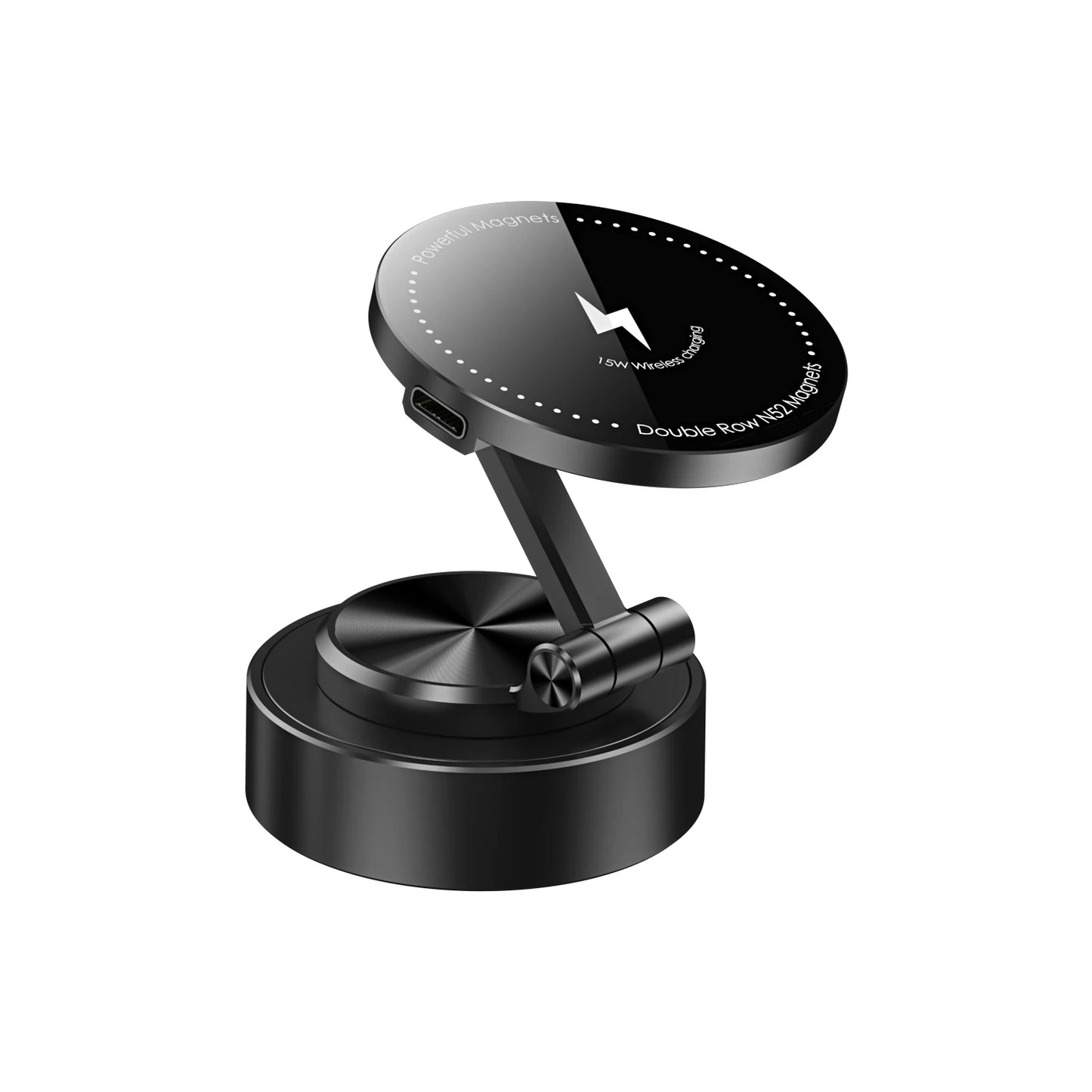 Magnetic Car Phone Holder Wireless Charger 360° Rotating Vacuum Mount Stand