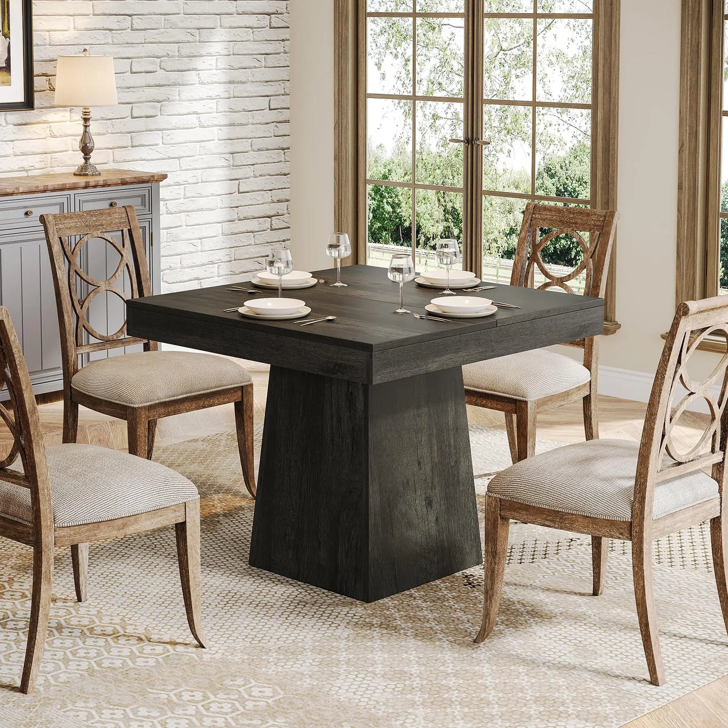 Tribesigns Square Dining Table for 4, 31.5" Kitchen Small Table, Sturdy Base,