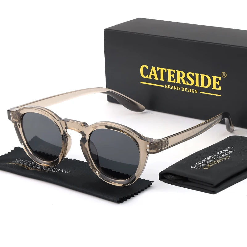 CATERSIDE Round Polarized Sunglasses Men Retro TR90 High-Quality TAC Lenses Sun Glasses Women Driving Fishing Eyewear Travel