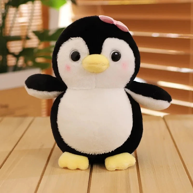 20-25cm Cute Penguin Wear A Bow Scarf Plushies Doll Cartoon Stuffed Animal Soft Sofa Cushion Baby Sleeping Pillow for Kids Gifts