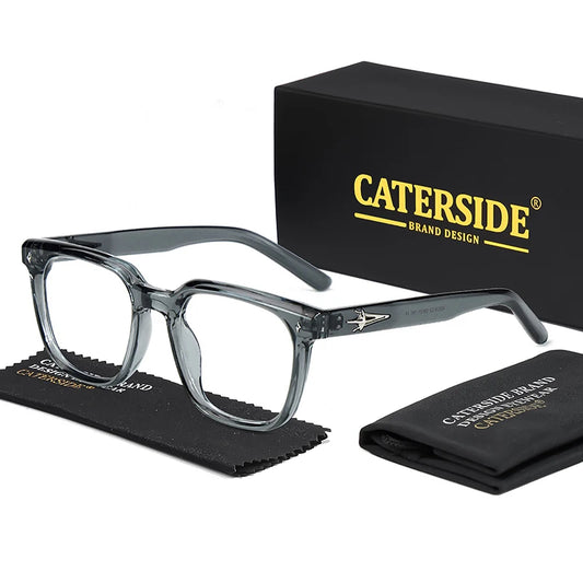 CATERSIDE New Flat Light Glasses Men Brand Design TR90 Square Frames Eyewear Women Business Minimalist Fashion Transparent Lens