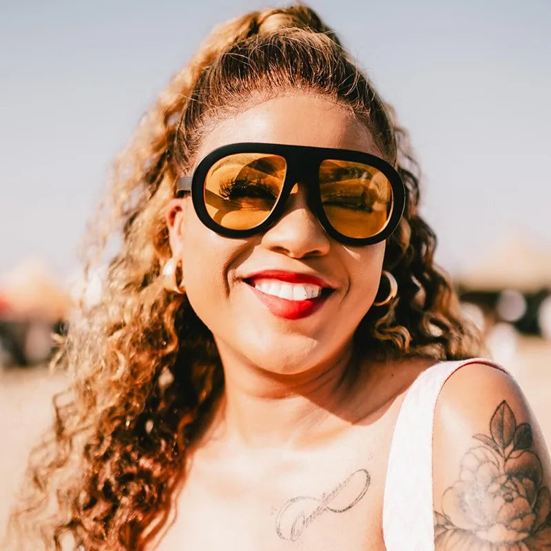 JNPCXI New Retro Pilot Women Sunglasses Fashion Black Orange Shades Men Trending Punk Sun Glasses UV400