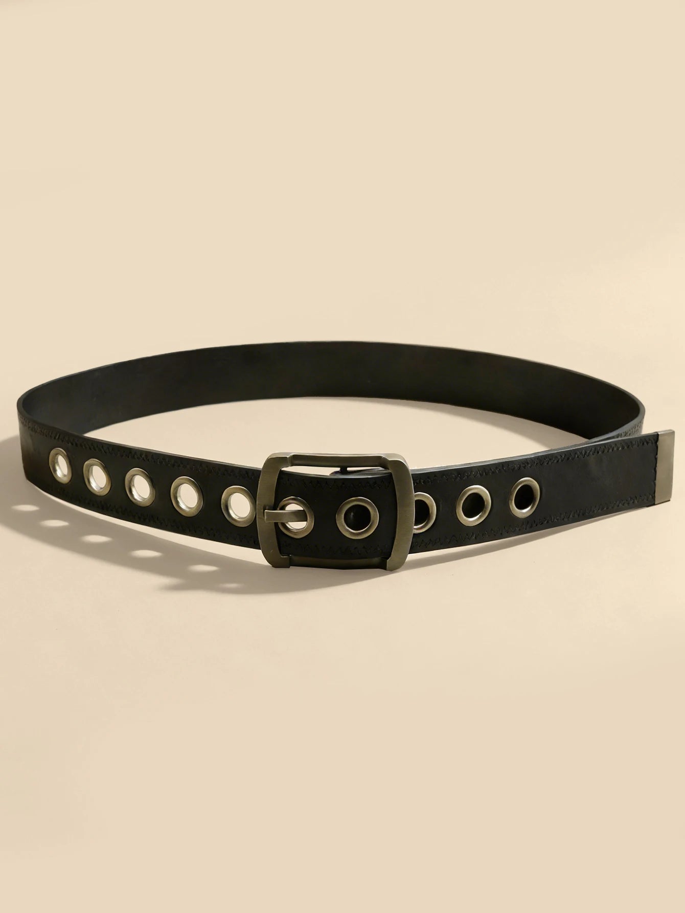 Vintage Carved Buckle Belt for Women Men - Brown Textured Floral Print Western Style Fashion Versatile Waistband Belt