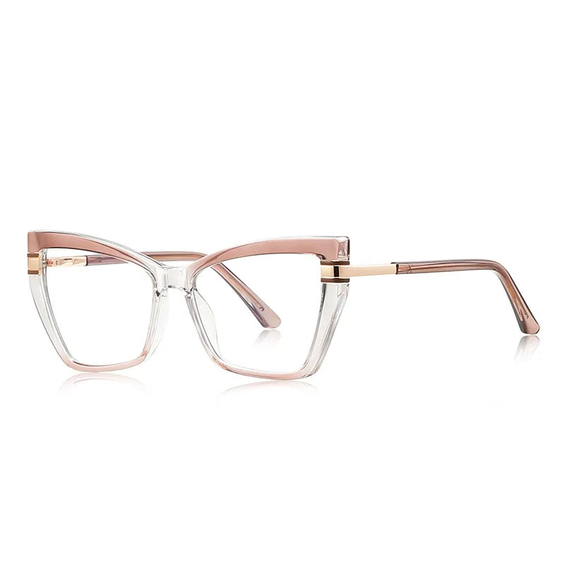 JNPCXI New TR90 Cat Eye Anti Blue Light Reading Glasses Women Trendy Gradient Color Myopia Prescription Photochromic Eyeglasses