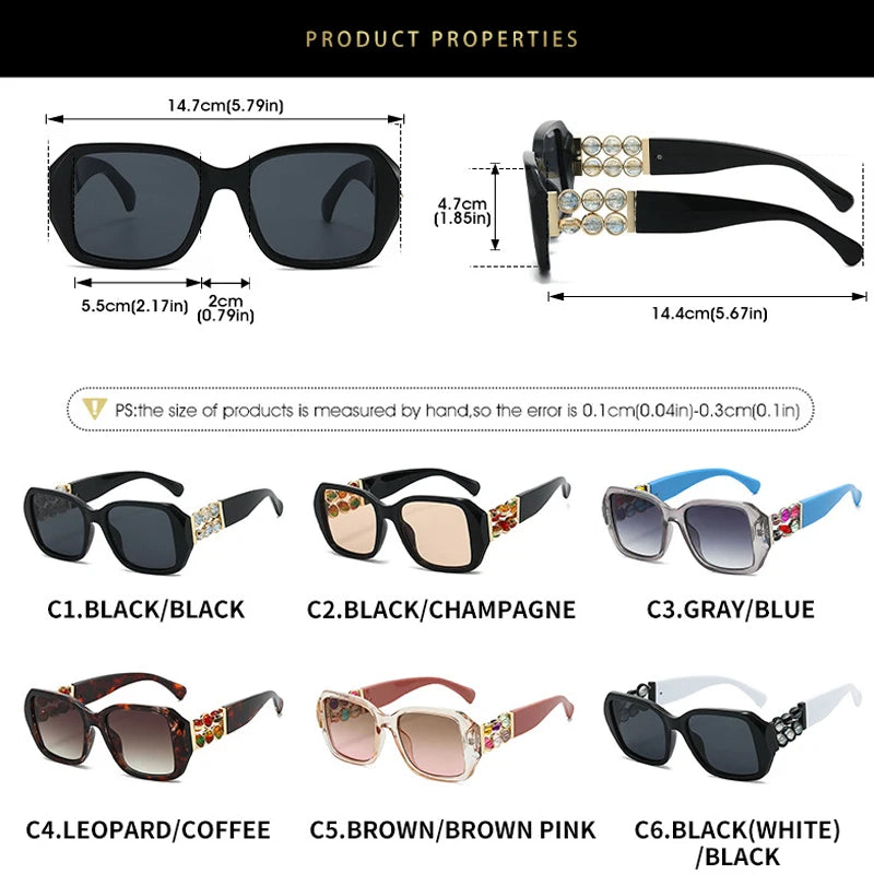 JNPCXI 2026 Women Luxury Sunglasses with Rhinestones Decoration Large Frame Wrap Designer Gift for Mother Fashion Glasses