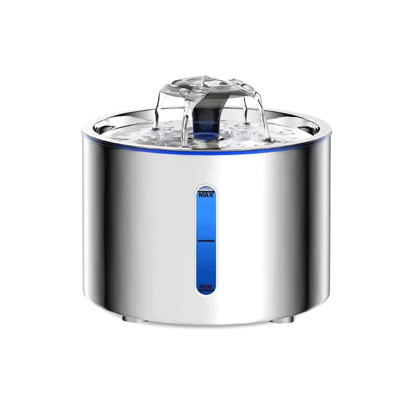 2.5L Stainless Steel Automatic Cat Water Fountain Auto Power-off Fountain W/LED