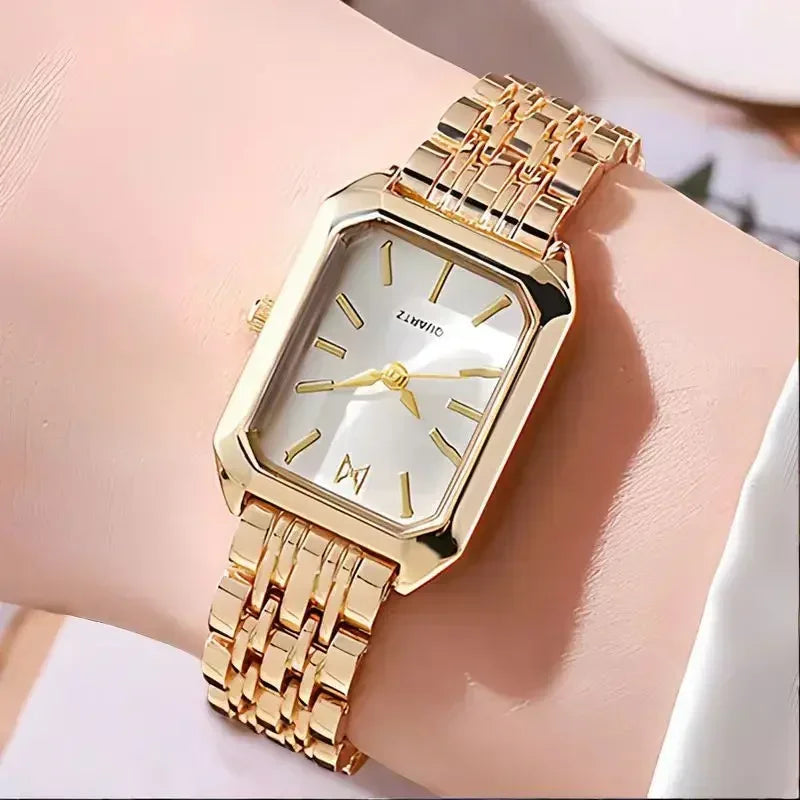 Fashion Women's Watches Gold Steel Strap Luxury Ladies Quartz Wristwatches Qualities Female Roman Scale Clock relógio feminino