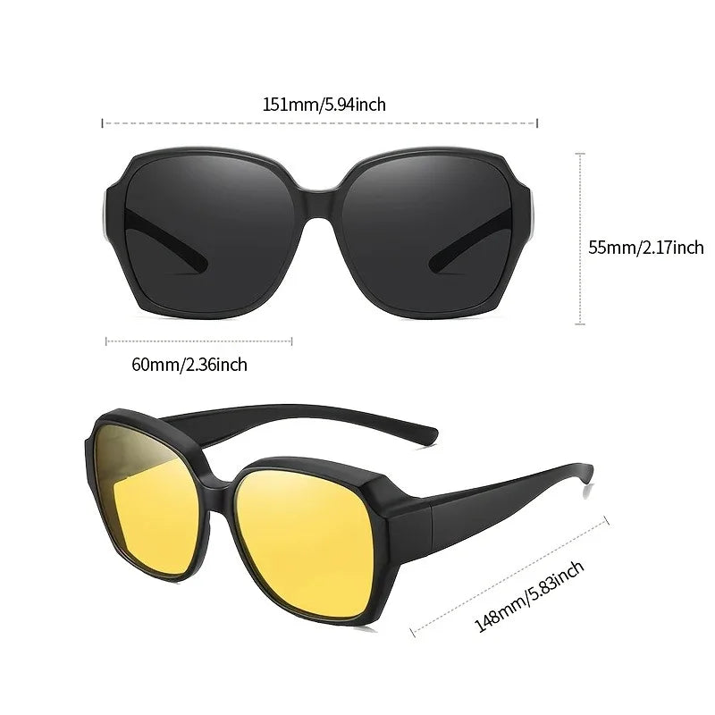 2pcs Oversize Glasses Fit Over Fashion Glasses Night vision Glasses for Men And Women for Party And Driving Perfect Daily Wear