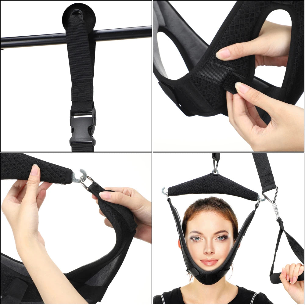 Hanging Chiropractic Tools Neck Harness Neck Stretcher Hanging Cervical Traction Device Adjustable Neck Orthosis Stretching Belt