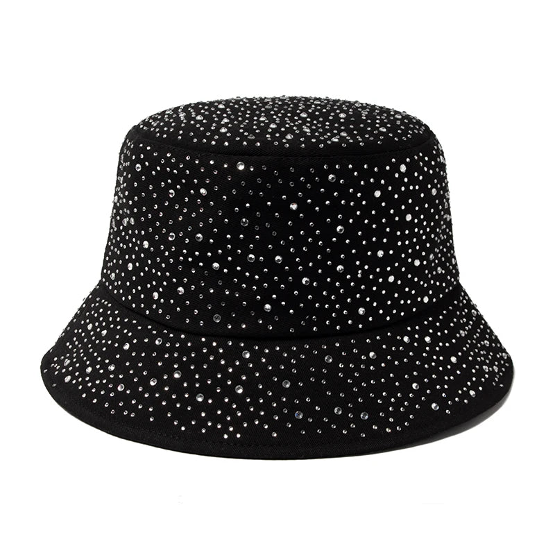 New Summer Y2k Bucket Hat Women Fashion Rhinestones Cap For Ladies Visor Cotton Panama Hats Casual Spring Autumn Fisherman Caps