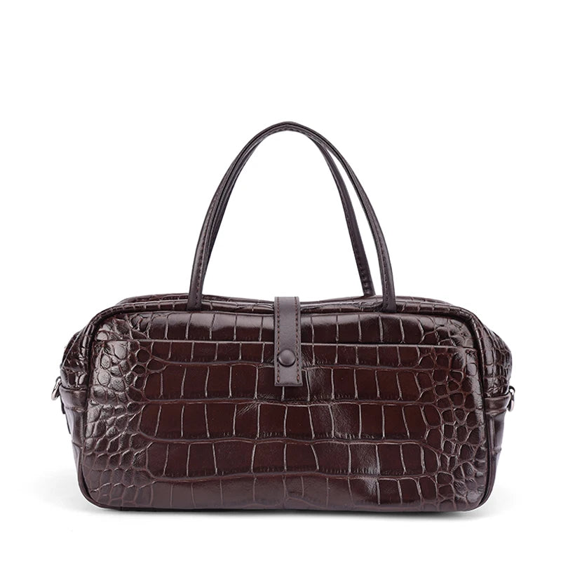 Luxury Designer Genuine Leather Crocodile Pattern Baguette Crossbody Bag women's new portable Boston bag commuter armpit bag