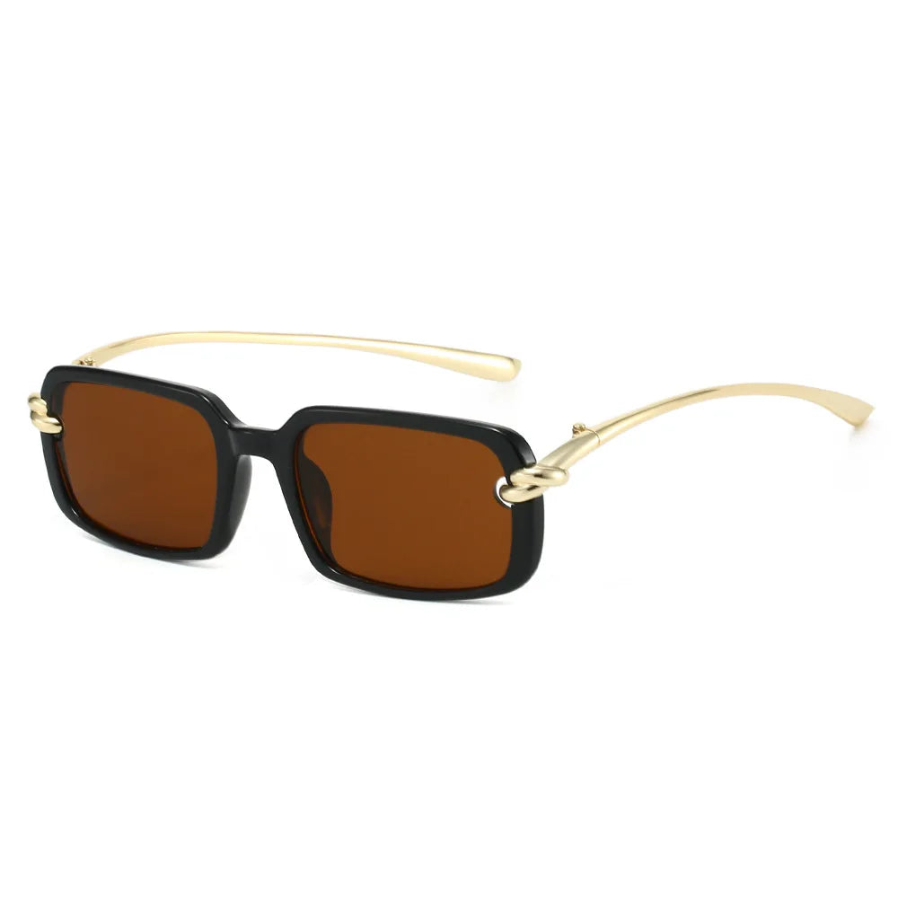 JNPCXI New Fashion Rectangle Sunglasses Women Clear Black Orange Trending Punk Shades UV400 Men Sun Glasses