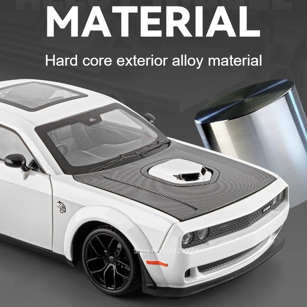 1:18 Hellcat Apollo EVO Alloy Car Models Diecast Toys Doors Opened Sound Light Pull Back Shock Absorption Sportscar for Boy Gift