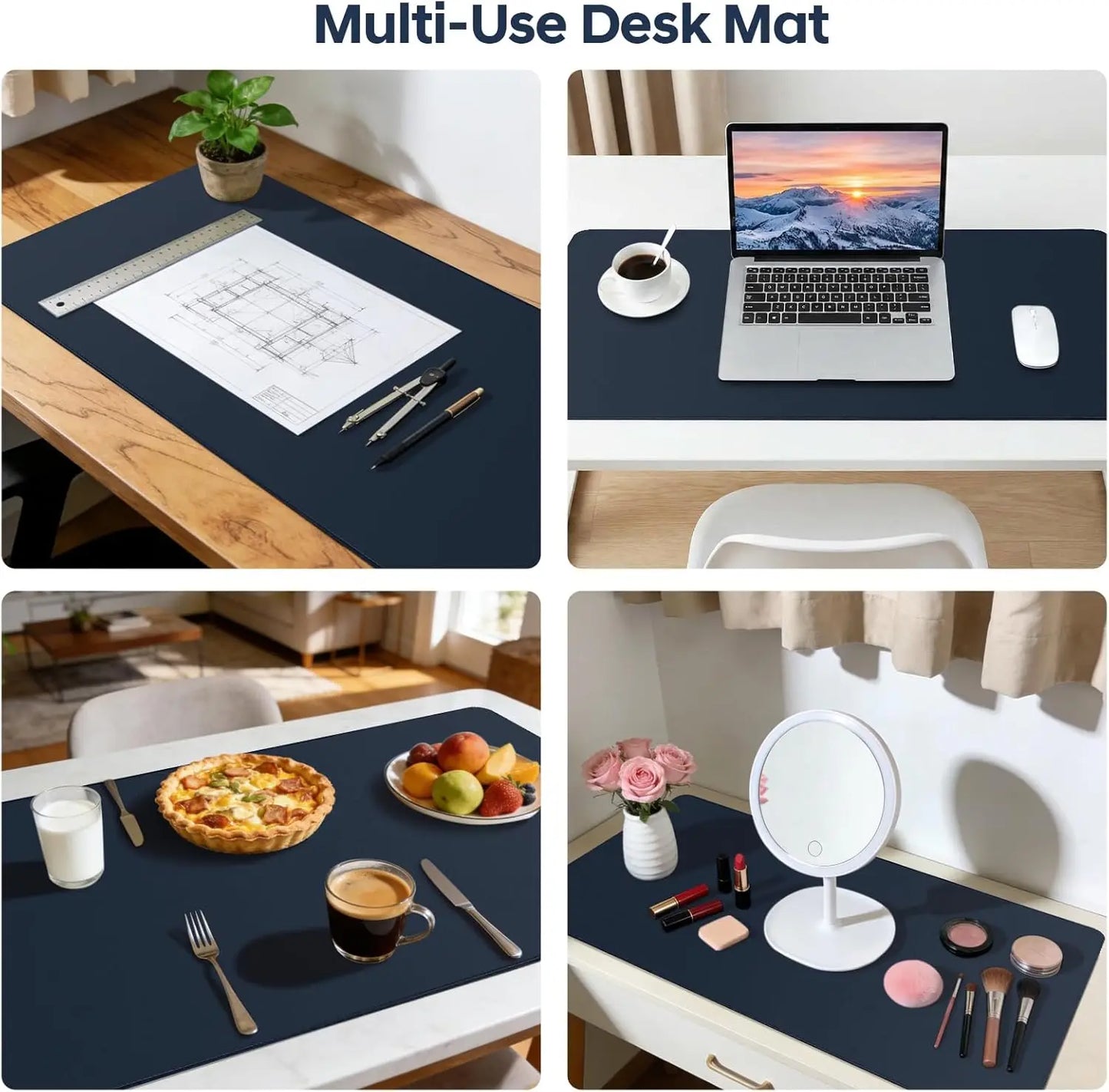 Mouse Pad Large ,PU Desk Pad , Office Desk Mat, Non-Slip PU Leather Desk Blotter, Computer Desk Pad for Office and School