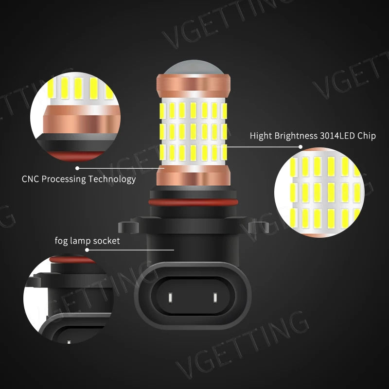 2PCS LED Fog Lamp H11 9006 12V 4W Fog Light Bulbs White Yellow Red Car Led Fog Light Bulb Waterproof Universal Car Accessories